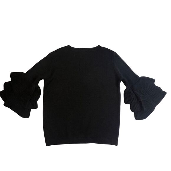 IJOAH Sweater Womens Small Black Boho Knit Hippie Tiered Layered Bell Sleeves - Picture 9 of 13